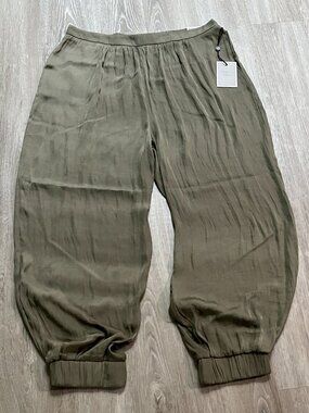 Autres Filles Olive High Rise Pull On Crop Comfort Sport Chic Balloon Pants L